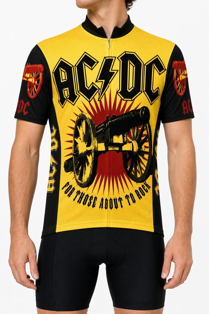 Primal Wear AC/DC For Those About to Rock Yellow Cycling Jersey Men's S 2004